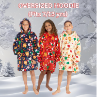 Kids Christmas Plush Oversized Hoodie  (One Size - 7-13 Years)